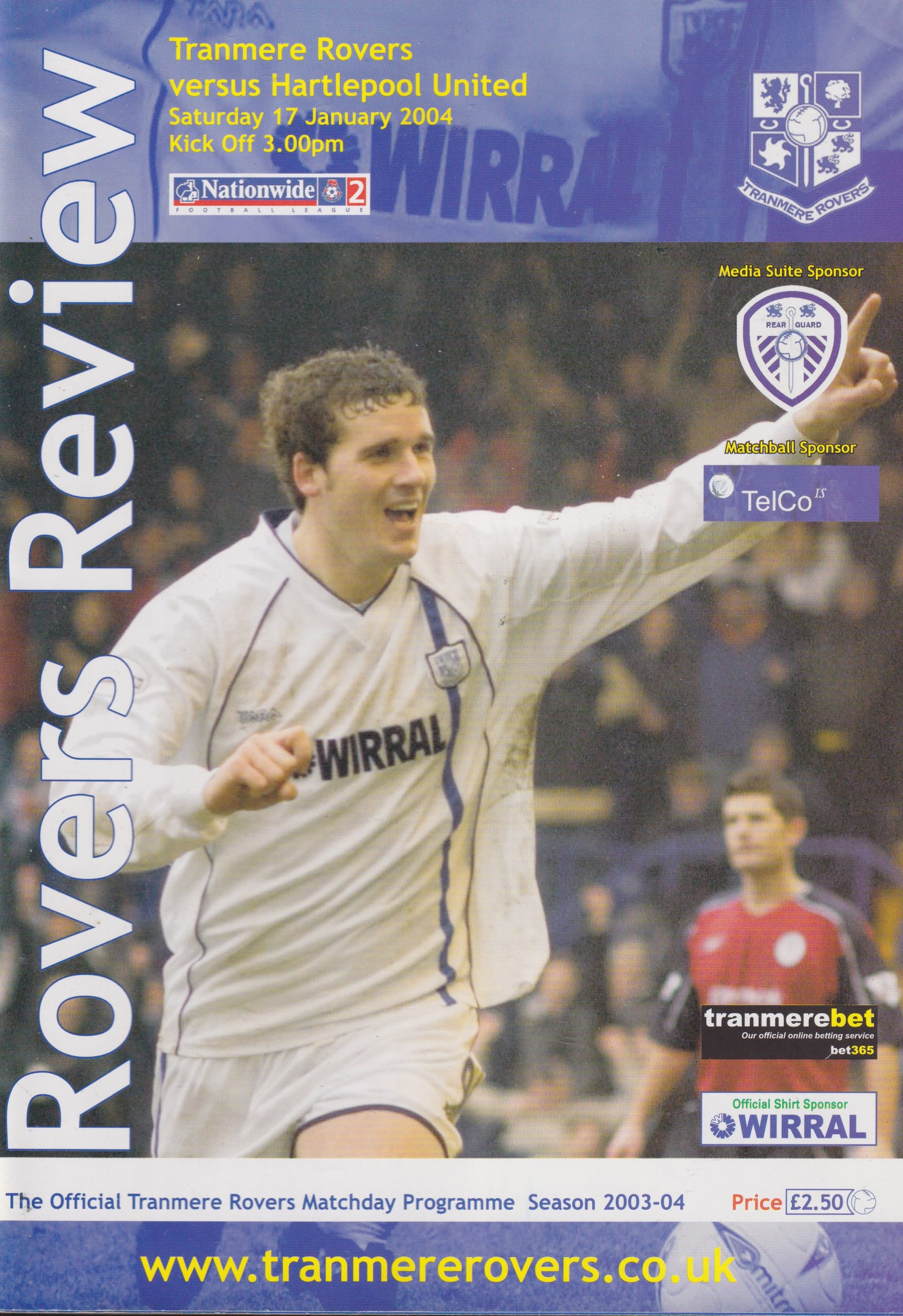 Tranmere Rovers v Hartlepool United match programme
